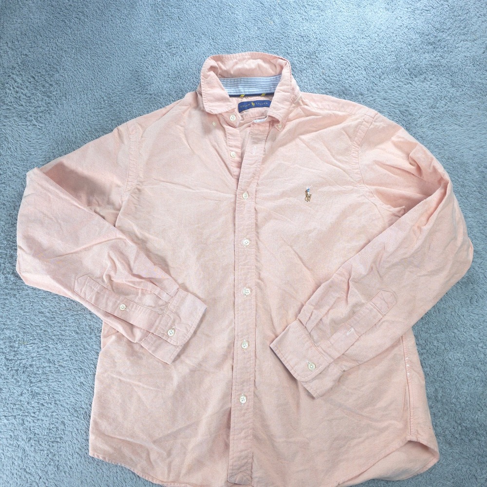 Ralph Lauren Shirt Mens Medium Pink Long Sleeve Cotton Button Down Oxford